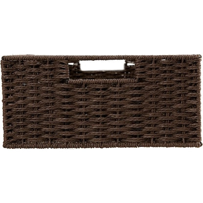 Hand-woven Paper Basket, Lyra 3, Horizontal Half, Dark Brown