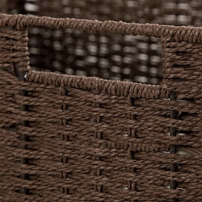 Hand-woven Paper Basket, Lyra 3, Horizontal Half, Dark Brown