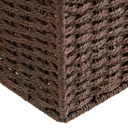 Hand-woven Paper Basket, Lyra 3, Horizontal Half, Dark Brown