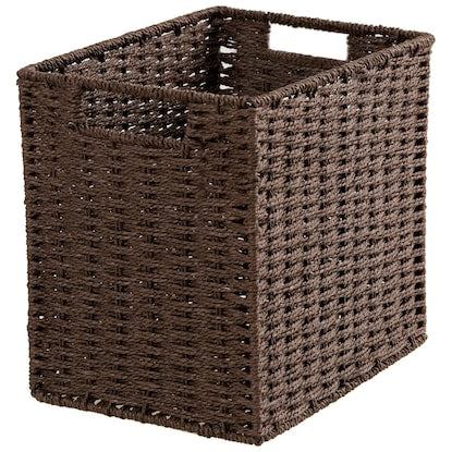 Hand-woven Paper Basket, Lyra 3, Half Vertical, Dark Brown