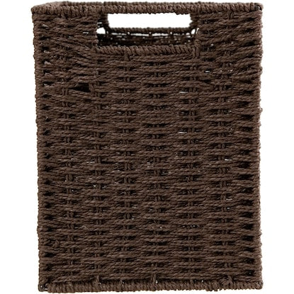 Hand-woven Paper Basket, Lyra 3, Half Vertical, Dark Brown