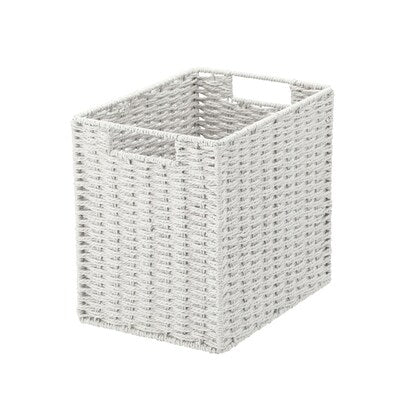 Hand-woven Paper Basket, Lyra 3, Half Vertical, Grey