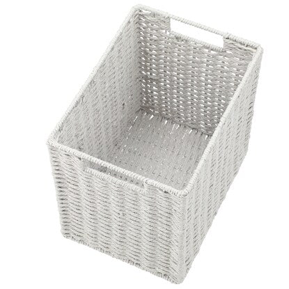 Hand-woven Paper Basket, Lyra 3, Half Vertical, Grey