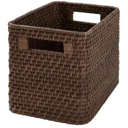 Rattan basket, half vertical, dark brown