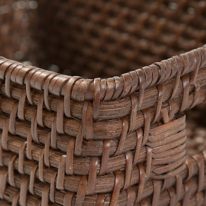 Rattan basket, half vertical, dark brown