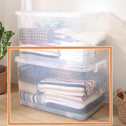 Durable storage box with lid (81L)