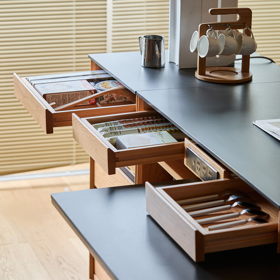 Cherry wood dining table with sideboard