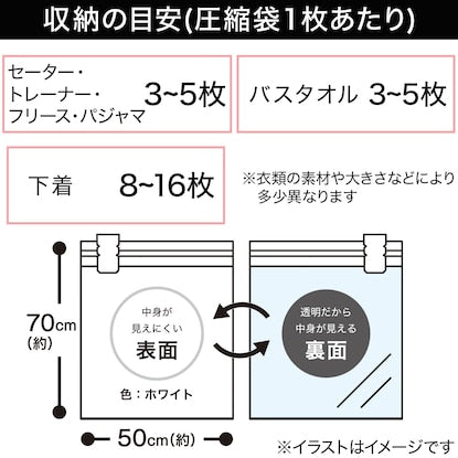 消臭・抗菌 手押し衣類圧縮袋（LLサイズ 2枚入り）