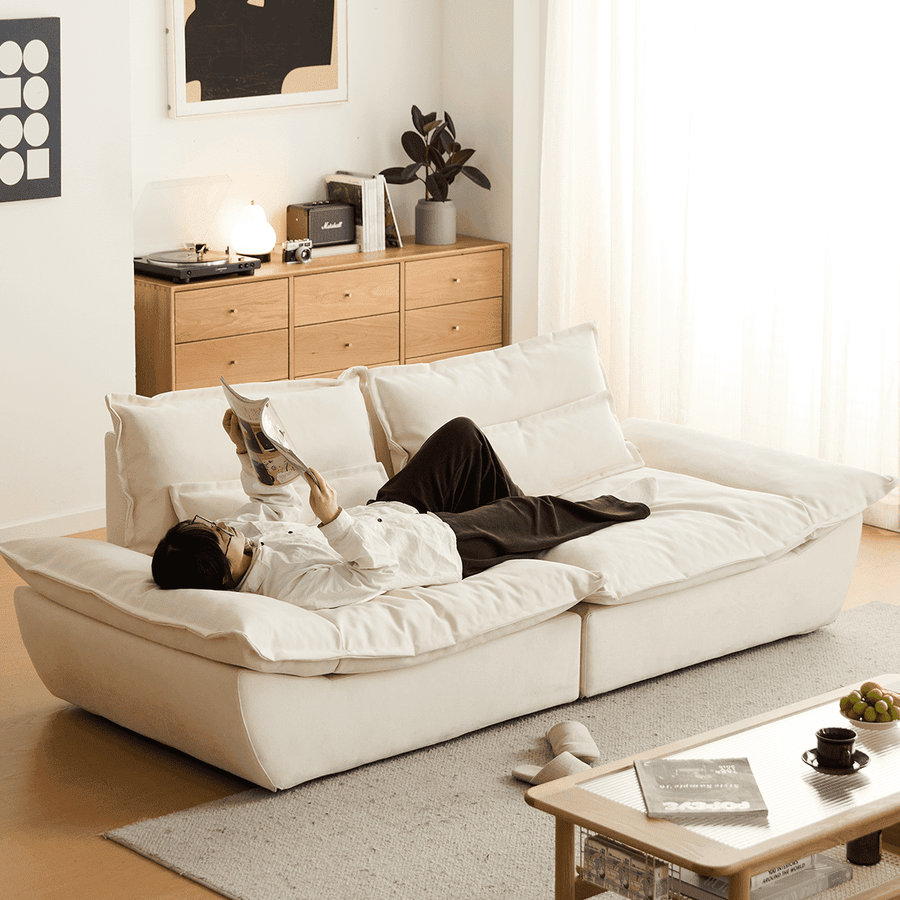 Scandinavian style wide cushion sofa