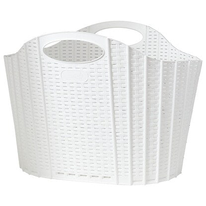 Foldable laundry basket (rattan white)