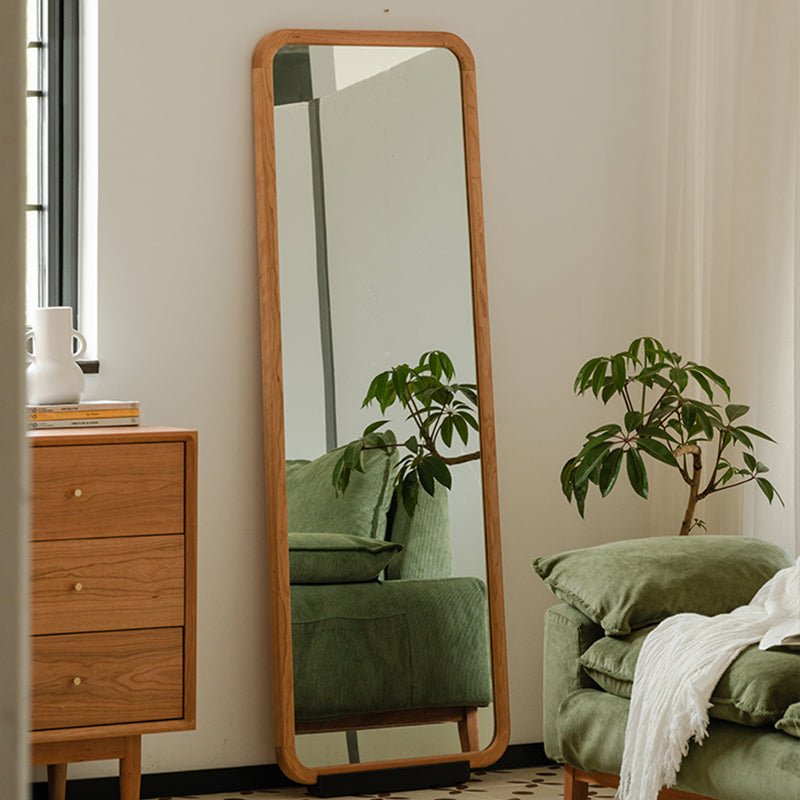 Cherry wood standing mirror