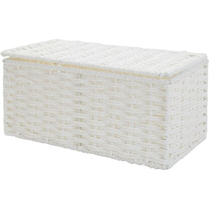 Hand-knitted mini storage box with lid, Lila (white)