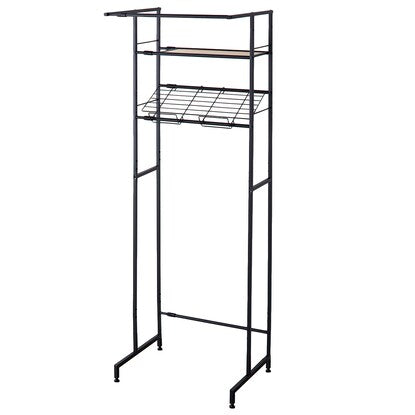 Washing machine rack with basket stand (black)