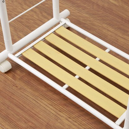 Easily adjustable height hanger rack with shelves (Popper single natural)