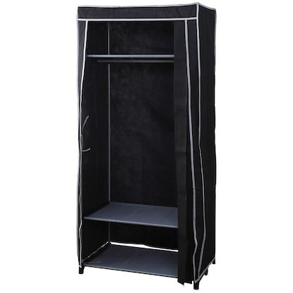 Easy-to-open curtain-style wardrobe (Kuri KL001, width 79cm, black)