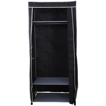 Easy-to-open curtain-style wardrobe (Kuri KL001, width 79cm, black)