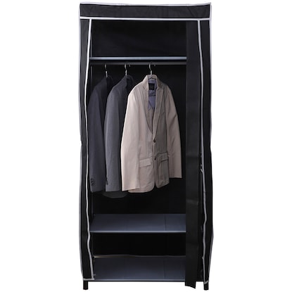 Easy-to-open curtain-style wardrobe (Kuri KL001, width 79cm, black)