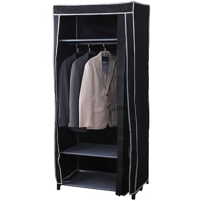 Easy-to-open curtain-style wardrobe (Kuri KL001, width 79cm, black)