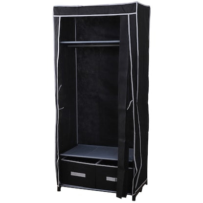 Easy-to-open curtain-style wardrobe (Kuri KL001, width 79cm, black)