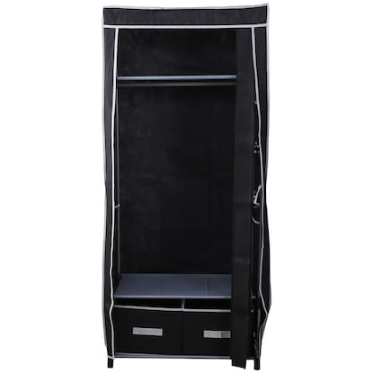 Easy-to-open curtain-style wardrobe (Kuri KL001, width 79cm, black)