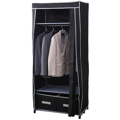 Easy-to-open curtain-style wardrobe (Kuri KL001, width 79cm, black)