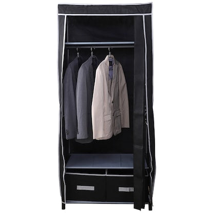 Easy-to-open curtain-style wardrobe (Kuri KL001, width 79cm, black)