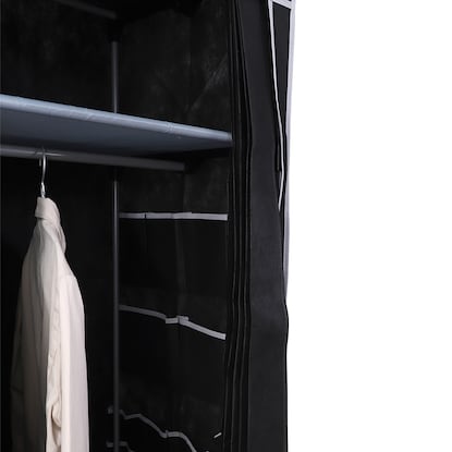 Easy-to-open curtain-style wardrobe (Kuri KL001, width 79cm, black)