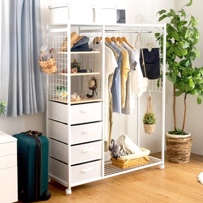 Hanger rack with storage (white)