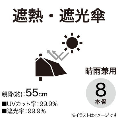 遮熱遮光 晴雨兼用傘（55cm ドットBK）