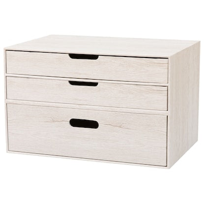 Woodgrain Drawer Box Regular 3 Tiers (White Wash IW01)