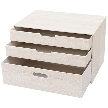 Woodgrain Drawer Box Regular 3 Tiers (White Wash IW01)