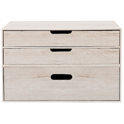 Woodgrain Drawer Box Regular 3 Tiers (White Wash IW01)