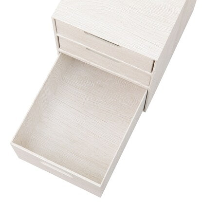 Wood-grain drawer box, vertical half, 3 tiers (white wash IW01)