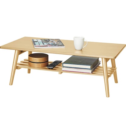 Folding table Rapport with shelf (natural)