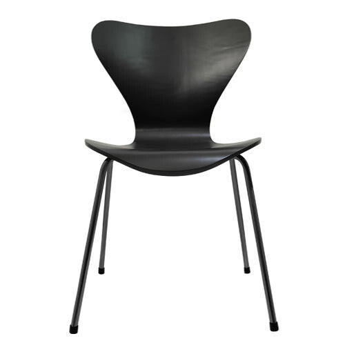 Modern wooden seat steel legs stackable dining seven chair
