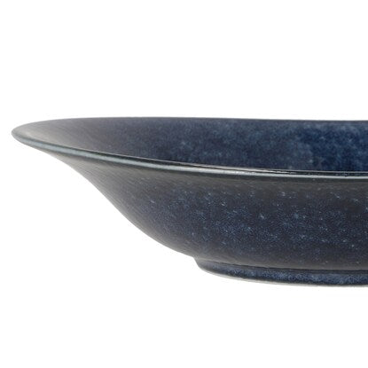 Ultra-lightweight oval curry plate Cal: Eclair (navy blue kiln-fired)