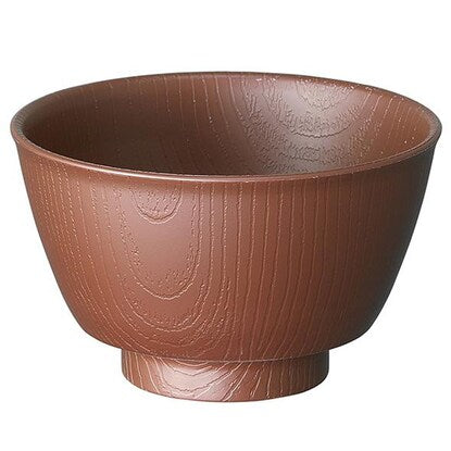 Wood grain easy-to-hold rice bowl (brown)