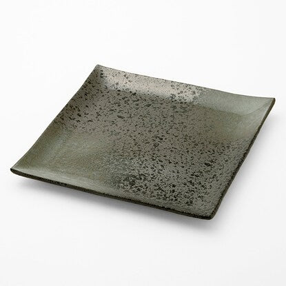 Square plate 27cm (Green Blown Tenmoku MT-150)