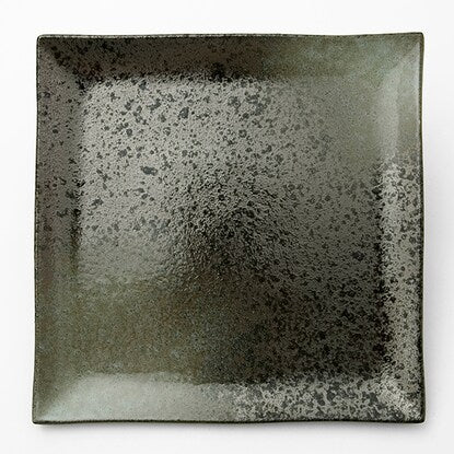 Square plate 27cm (Green Blown Tenmoku MT-150)