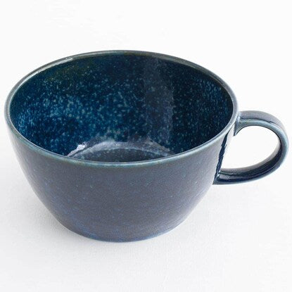 Ultra-lightweight soup cup Cal: Eclair (navy blue kiln-fired porcelain)