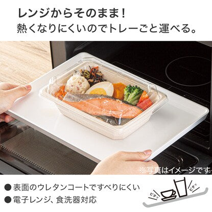 Non-slip tray (S) that can be used in the microwave as is