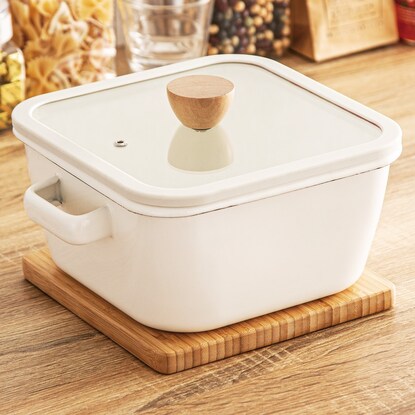 IH/Gas stovetop enamel square pot (deep 20cm) that can also be stored