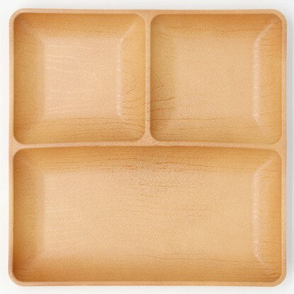 Quick-drying, water-repellent wooden-style square lunch plate (24cm, natural)