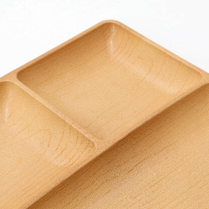 Quick-drying, water-repellent wooden-style square lunch plate (24cm, natural)