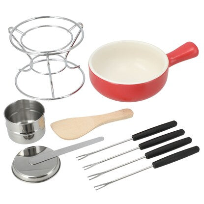 Gas Fire Cheese Fondue Set Chunky (Red)