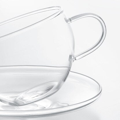 Heat-resistant glass cup and saucer (300ml)