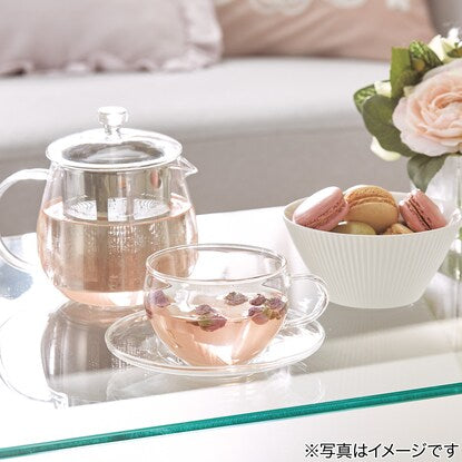 Heat-resistant glass cup and saucer (300ml)