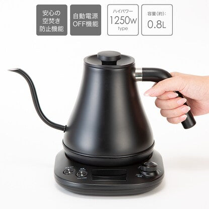 Electric drip kettle with adjustable temperature (0.8L, black, AB2S02)