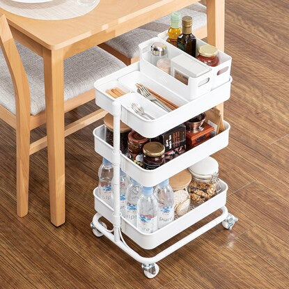 Height-adjustable steel trolley compact (white)