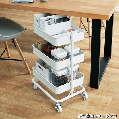 Height-adjustable steel trolley compact (white)